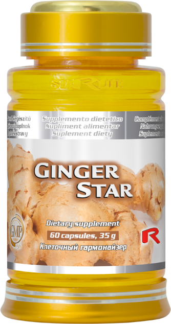 GINGER STAR  -  zázvor pre lepšie trávenie a proti nevoľnosti, Starlife  60 kaps